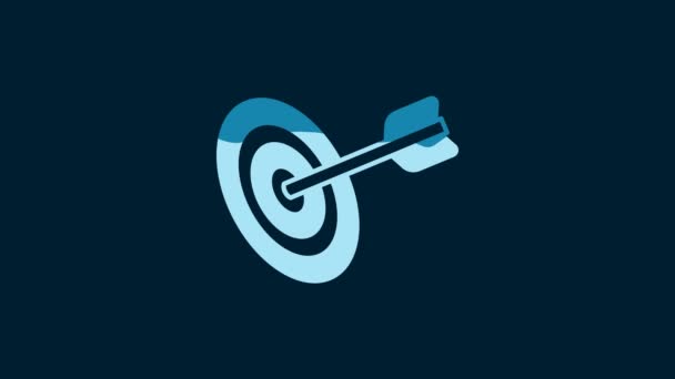 White Target Financial Goal Concept Icon Isolated Blue Background Symbolic — Stockvideo