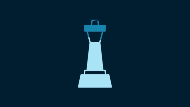 Εικόνα Λευκού Σκακιού Που Απομονώνεται Μπλε Φόντο Επιχειρηματική Στρατηγική Παιχνίδι — Αρχείο Βίντεο