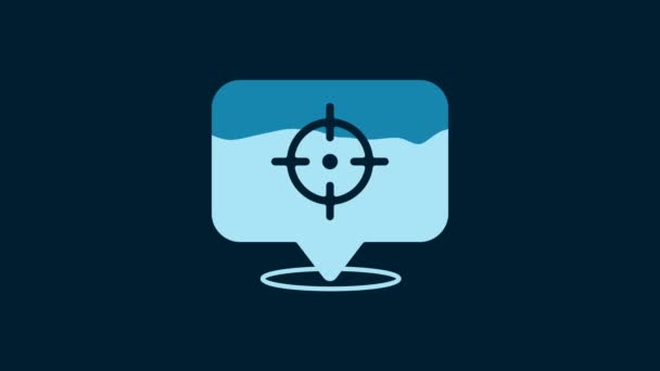 White Target Financial Goal Concept Icon Isolated Blue Background Symbolic — Vídeo de stock