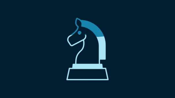 White Chess Icon Isolated Blue Background Business Strategy Game Management — Wideo stockowe