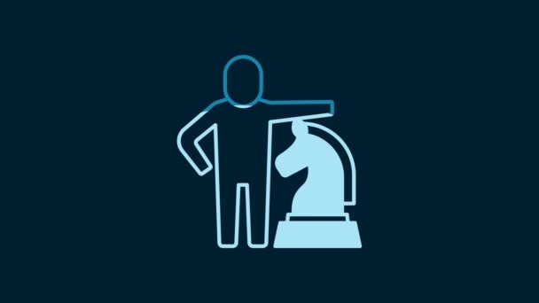 Символ White Chess Выделен Синем Фоне Бизнес Стратегия Игра Управление — стоковое видео