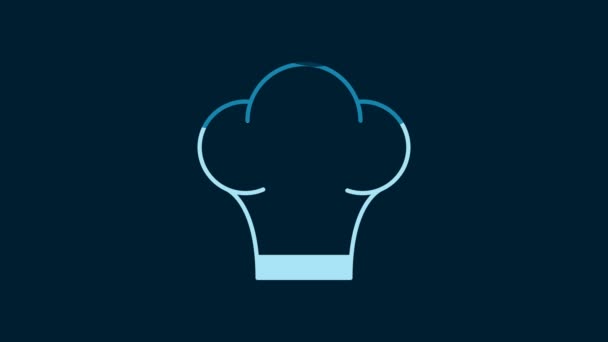 White Chef Hat Icon Isolated Blue Background Cooking Symbol Cooks — Wideo stockowe