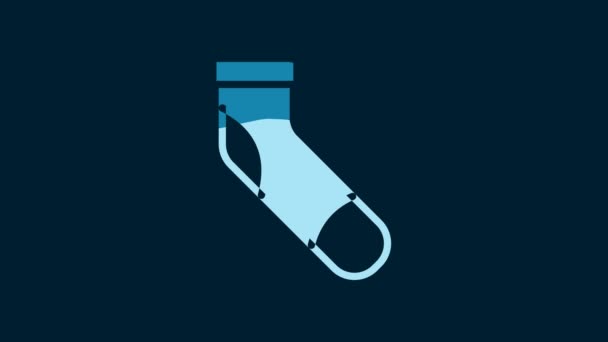 White Baseball Sock Icon Isolated Blue Background Video Motion Graphic — Stockvideo