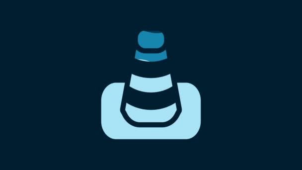 White Traffic Cone Icon Isolated Blue Background Video Motion Graphic — Wideo stockowe