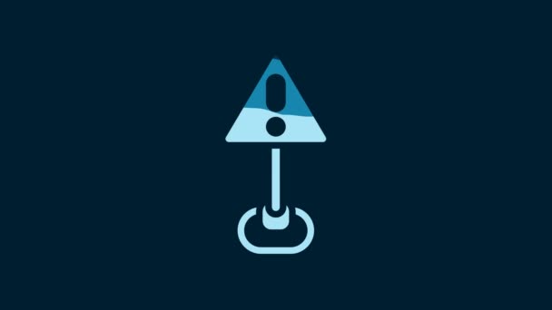 White Exclamation Mark Triangle Icon Isolated Blue Background Hazard Warning — 비디오
