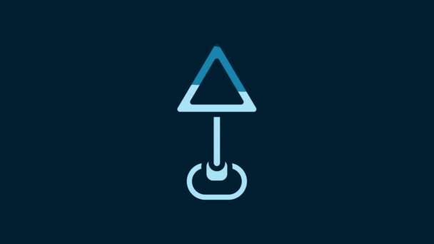 White Triangle Warning Blank Icon Isolated Blue Background Traffic Rules — Stockvideo