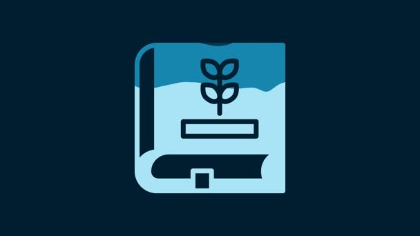 White Book Seeds Icon Isolated Blue Background Video Motion Graphic — Video