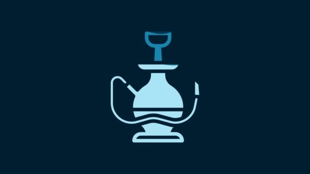 White Hookah Icon Isolated Blue Background Video Motion Graphic Animation — Stock Video