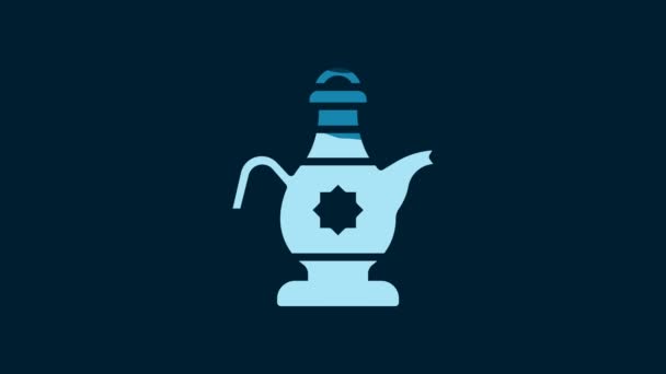White Islamic Teapot Icon Isolated Blue Background Video Motion Graphic — Stok video