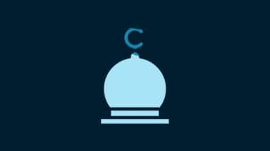 White Muslim Mosque icon isolated on blue background. 4K Video motion graphic animation.