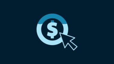 White Coin money with dollar symbol icon isolated on blue background. Banking currency sign. Cash symbol. 4K Video motion graphic animation.