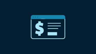 White Online banking with dollar icon isolated on blue background. Sending money around the world, money transfer, financial transaction. 4K Video motion graphic animation.