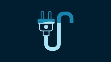 White Electric plug icon isolated on blue background. Concept of connection and disconnection of the electricity. 4K Video motion graphic animation.
