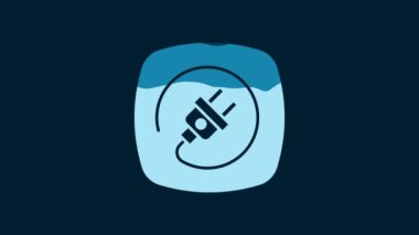 White Electric plug icon isolated on blue background. Concept of connection and disconnection of the electricity. 4K Video motion graphic animation.