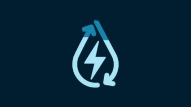 White Water energy icon isolated on blue background. Ecology concept with water droplet. Alternative energy concept. 4K Video motion graphic animation.