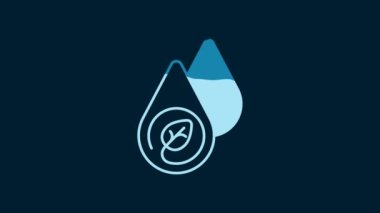 White Water energy icon isolated on blue background. Ecology concept with water droplet. Alternative energy concept. 4K Video motion graphic animation.