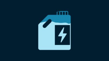 White Eco fuel canister icon isolated on blue background. Eco bio and barrel. Green environment and recycle. 4K Video motion graphic animation.