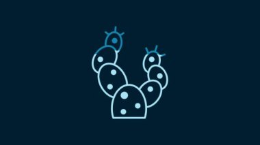 White Cactus icon isolated on blue background. 4K Video motion graphic animation.