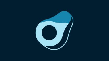 White Avocado fruit icon isolated on blue background. 4K Video motion graphic animation.