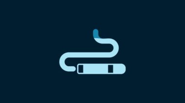 White Cigar icon isolated on blue background. 4K Video motion graphic animation.
