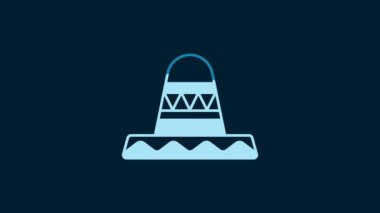 White Traditional mexican sombrero hat icon isolated on blue background. 4K Video motion graphic animation.