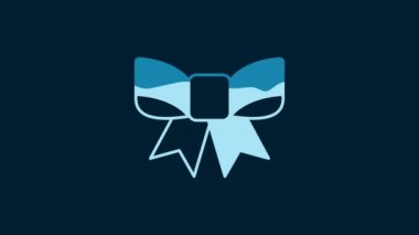 White Gift bow icon isolated on blue background. 4K Video motion graphic animation.