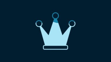 White Crown icon isolated on blue background. 4K Video motion graphic animation.