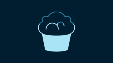 White Muffin icon isolated on blue background. 4K Video motion graphic animation.