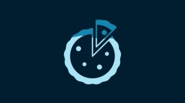 White Homemade pie icon isolated on blue background. 4K Video motion graphic animation.