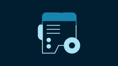 White Portable power electric generator icon isolated on blue background. Industrial and home immovable power generator. 4K Video motion graphic animation.