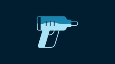 White Electric cordless screwdriver icon isolated on blue background. Electric drill machine. Repair tool. 4K Video motion graphic animation.