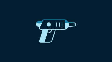White Electric cordless screwdriver icon isolated on blue background. Electric drill machine. Repair tool. 4K Video motion graphic animation.