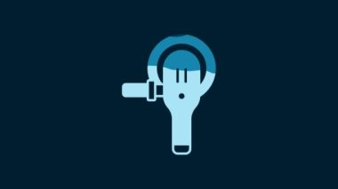 White Angle grinder icon isolated on blue background. 4K Video motion graphic animation.