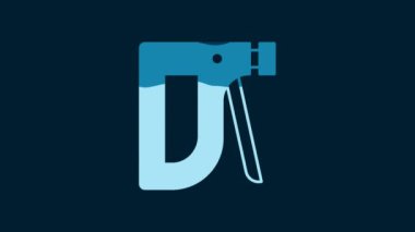White Construction stapler icon isolated on blue background. Working tool. 4K Video motion graphic animation.