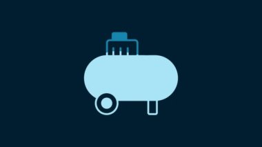 White Air compressor icon isolated on blue background. 4K Video motion graphic animation.