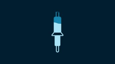 White Soldering iron icon isolated on blue background. 4K Video motion graphic animation.