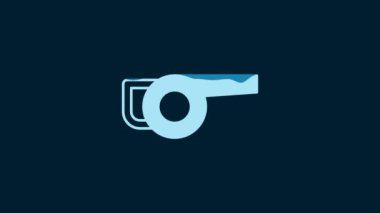 White Leaf garden blower icon isolated on blue background. 4K Video motion graphic animation.