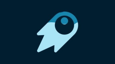 White Comet falling down fast icon isolated on blue background. 4K Video motion graphic animation.