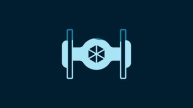 White Cosmic ship icon isolated on blue background. 4K Video motion graphic animation.