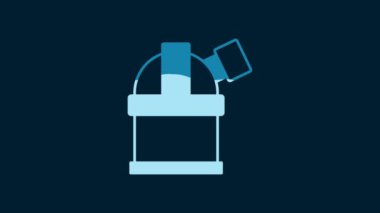 White Astronomical observatory icon isolated on blue background. Observatory with a telescope. Scientific institution. 4K Video motion graphic animation.