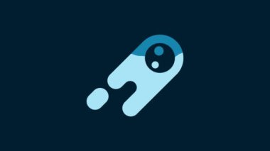 White Comet falling down fast icon isolated on blue background. 4K Video motion graphic animation.