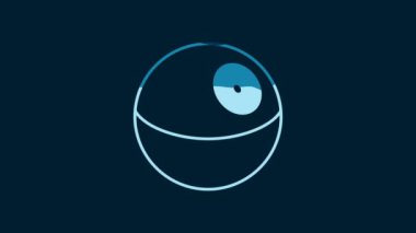 White Planet icon isolated on blue background. 4K Video motion graphic animation.