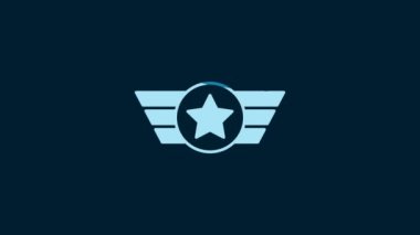 White Star American military icon isolated on blue background. Military badges. Army patches. 4K Video motion graphic animation.