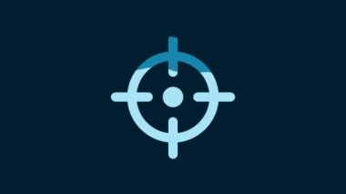 White Target sport icon isolated on blue background. Clean target with numbers for shooting range or shooting. 4K Video motion graphic animation.