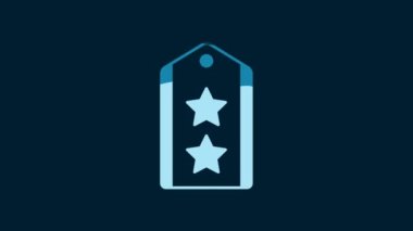 White Military rank icon isolated on blue background. Military badge sign. 4K Video motion graphic animation.