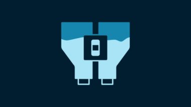 White Binoculars icon isolated on blue background. Find software sign. Spy equipment symbol. 4K Video motion graphic animation.