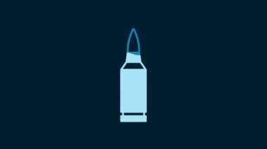 White Bullet icon isolated on blue background. 4K Video motion graphic animation.