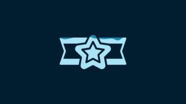 White Star American military icon isolated on blue background. Military badges. Army patches. 4K Video motion graphic animation.