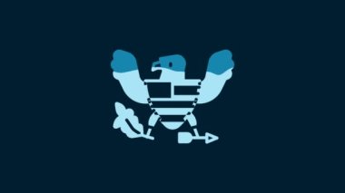 White Eagle icon isolated on blue background. American Presidential symbol. 4K Video motion graphic animation.