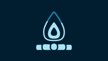 White Campfire icon isolated on blue background. Burning bonfire with wood. 4K Video motion graphic animation.